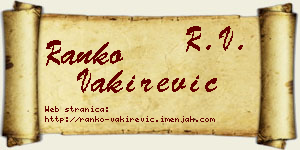 Ranko Vakirević vizit kartica